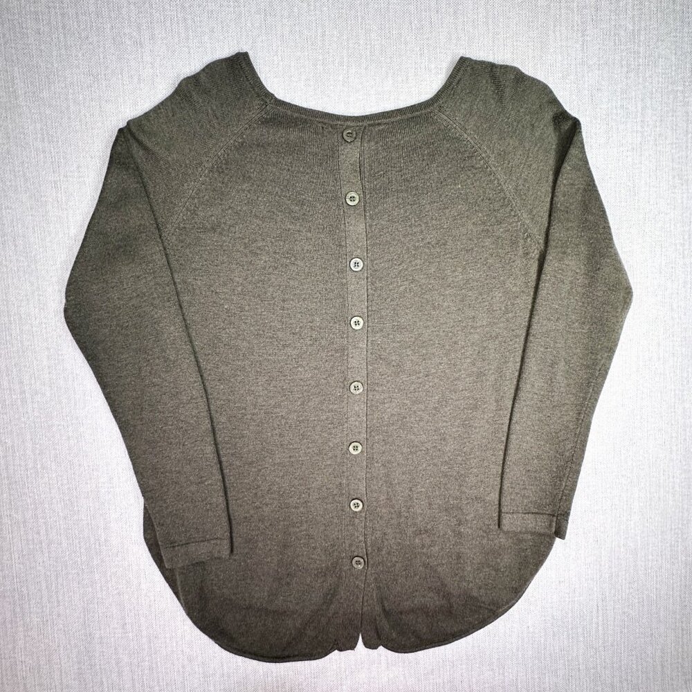 Magaschoni Cashmere Blend Knit Button Back Sweater Olive Green Women's Size S - Picture 6 of 6